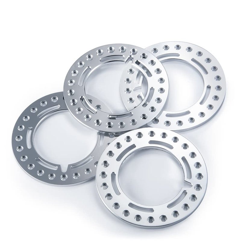 RCLIONS 4pcs Aluminum 2.2inch RC Beadlock Wheel Rim Replacement Ring for 1/10 RC Crawler Car 2.2"" Wheels (Silver) - Image 3